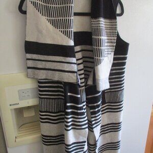 VINCE Womens Cashmere Wool Open Front Vest Black Cream Drape Cardigan xs s
